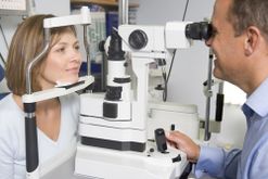 Woman having an eye test
